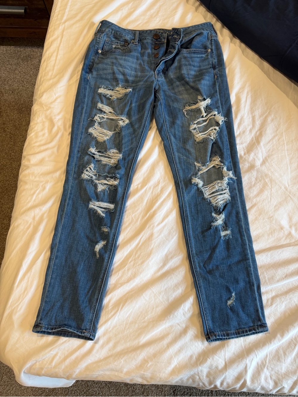 American Eagle Outfitters Ripped Blue Skinny Jeans